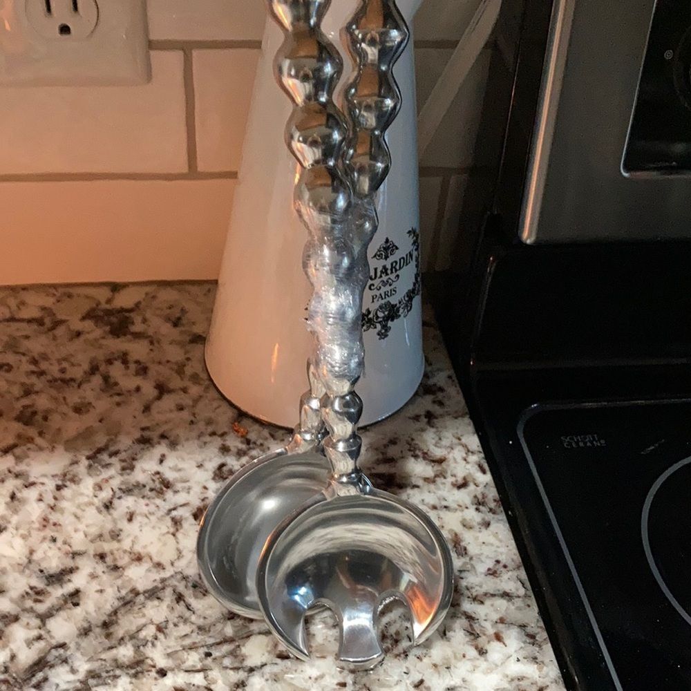 Large beaded salad serving spoons